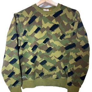 Lacoste Men's Crewneck Sweater - Green and Black Camouflage